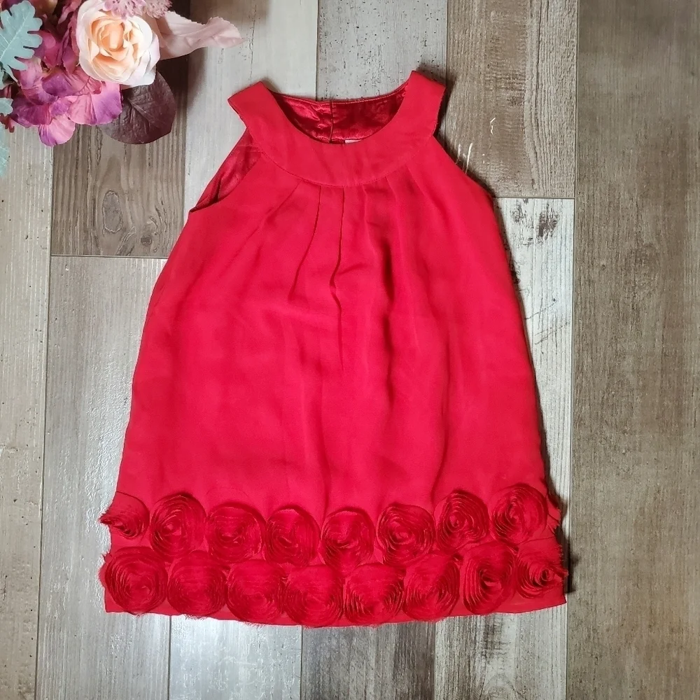 Old Navy Red Chiffon Girls Dress Size 3T Toddler Girl EUC